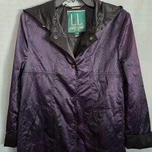 Larry Levine Women’s Sport Raincoat Water Repellent Size Small Hooded Tote